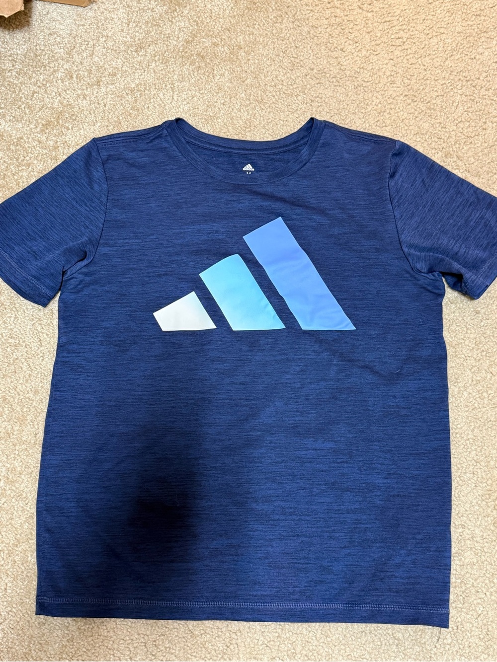 adidas Navy Blue Short-Sleeve Tee with Gradient Logo